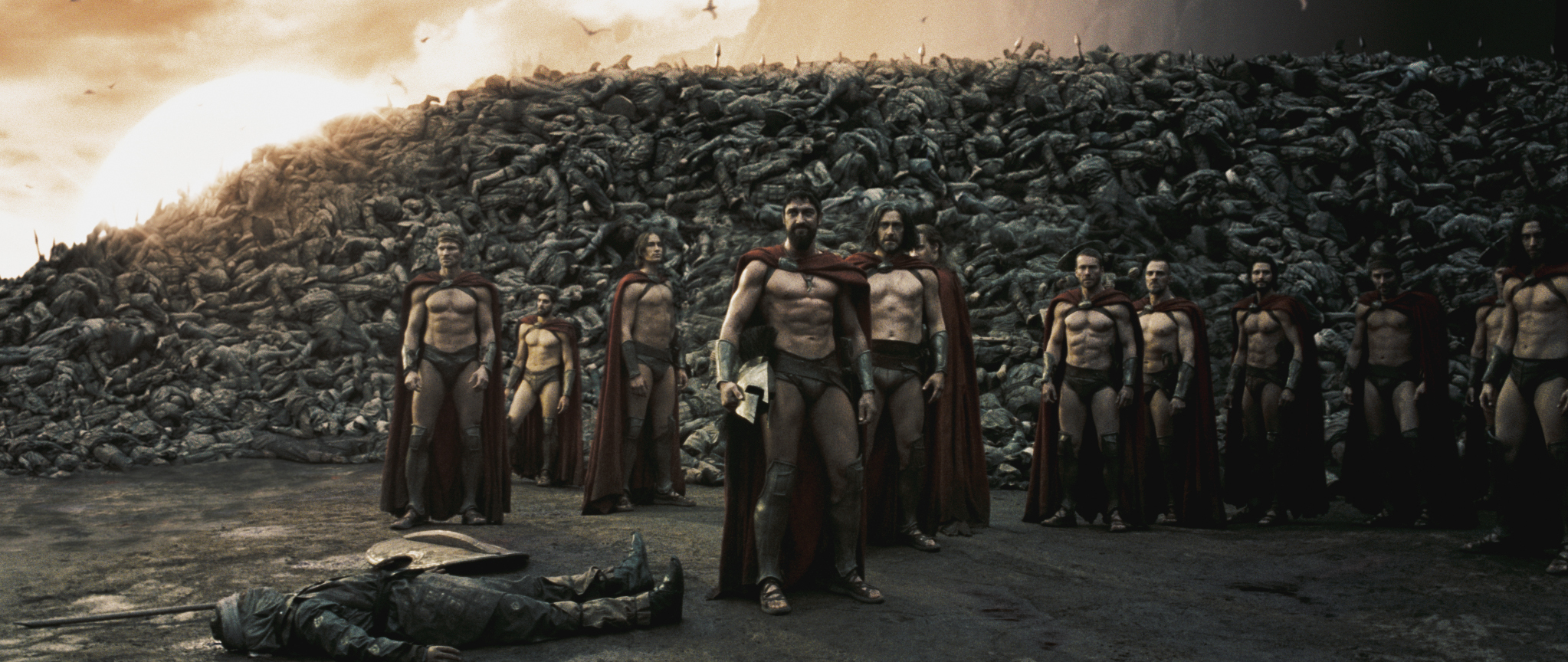 Still of Gerard Butler, Vincent Regan and Tom Wisdom in 300 (2006)