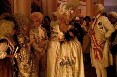 (L-r:) Frau Weber (BARBARA BRYNE), Constanze (ELIZABETH BERRIDGE), Mozart (TOM HULCE), Katerina Cavalieri (CHRISTINE EBERSOLE) and Emperor Joseph II (JEFFREY JONES)