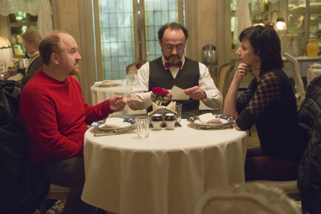 Still of Eszter Balint, Louis C.K. and Yury Tsykun in Louie (2010)