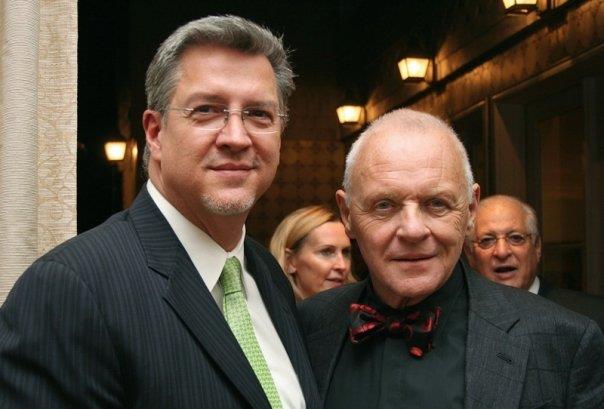 Michael Cain and Sir Anthony Hopkins in fundraising dinner for the Dallas FIlm Society.