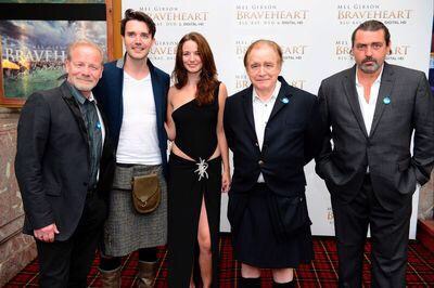 Still of Mhairi Calvey at the première of Mel Gibson's movie 'Braveheart' with Peter Mullen, Brian Cox, Angus Macfadyen and James Robinson at the Edinburgh Film Festival (2014)