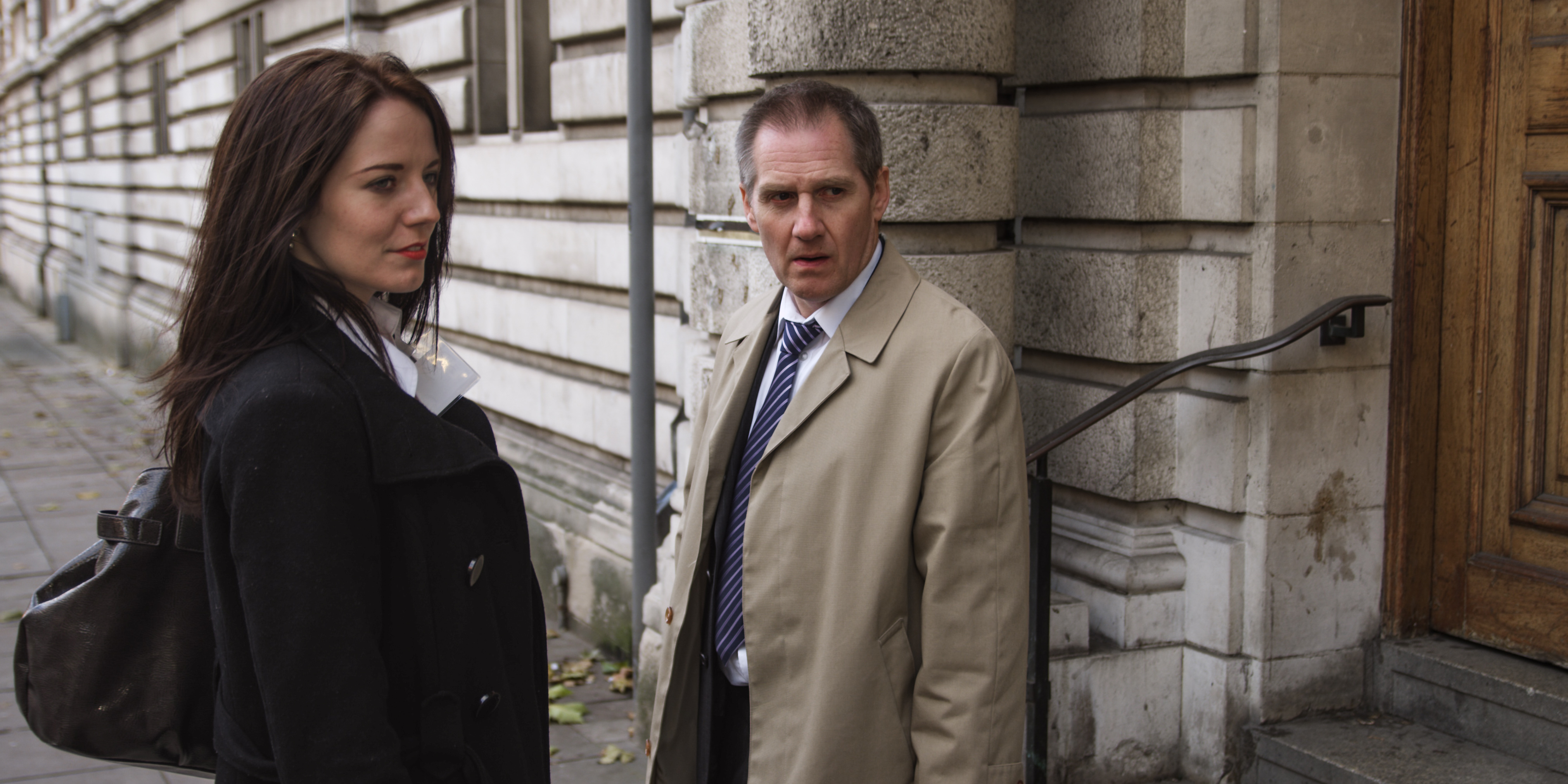 Still of Mhairi Calvey as 'Jessica' and Tom Kelly as 'Mr Kendall' in TV Movie 'Gemini' (2014)