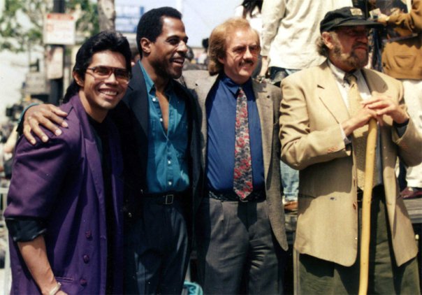 Art Camacho, Bob Wall, Fred Weintraub and the late, great Steve James at the unveiling of Bruce Lee's star on the Hollywood Walk of Fame.