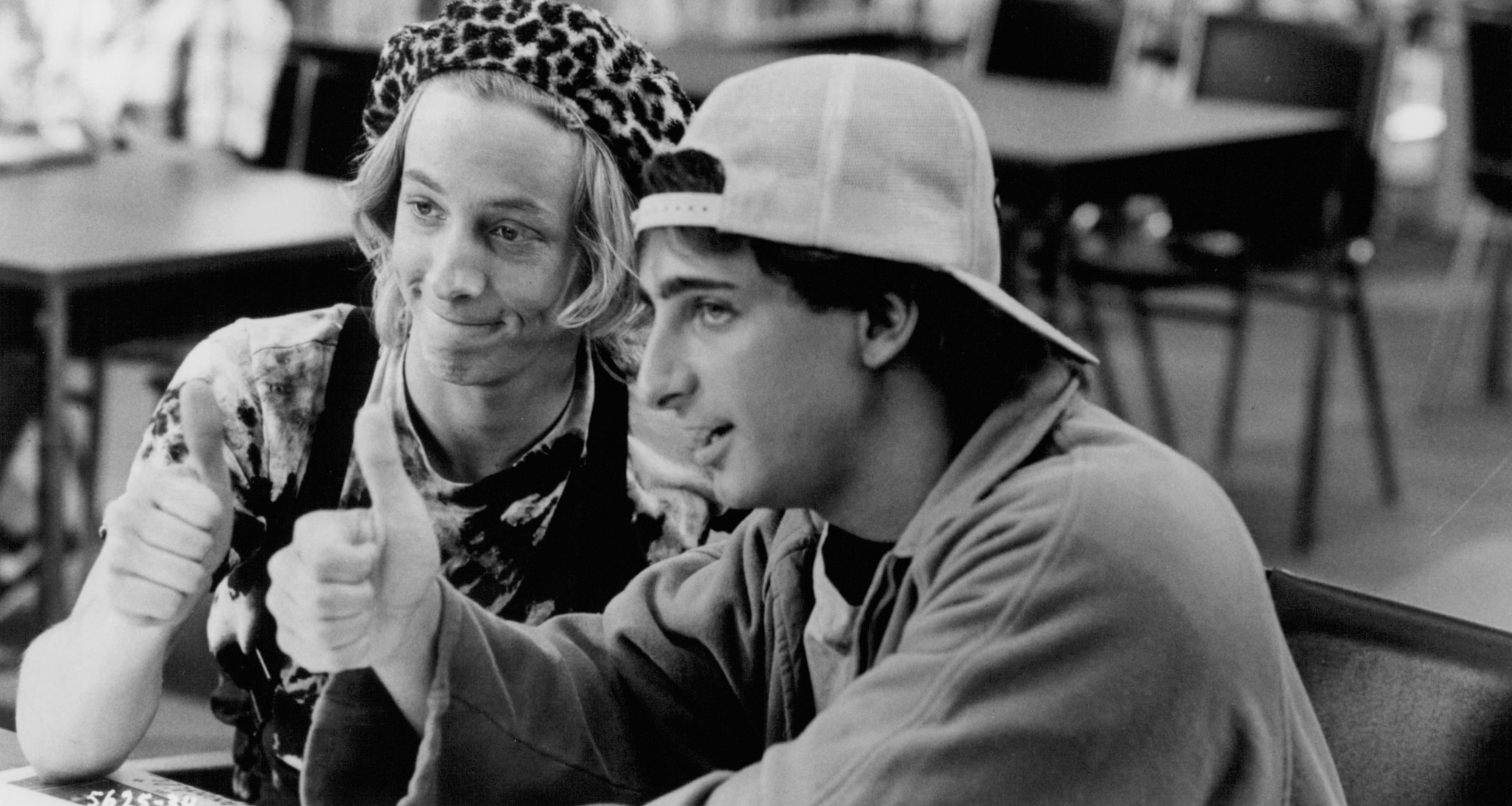 Still of Dean Cameron and Gary Riley in Summer School (1987)