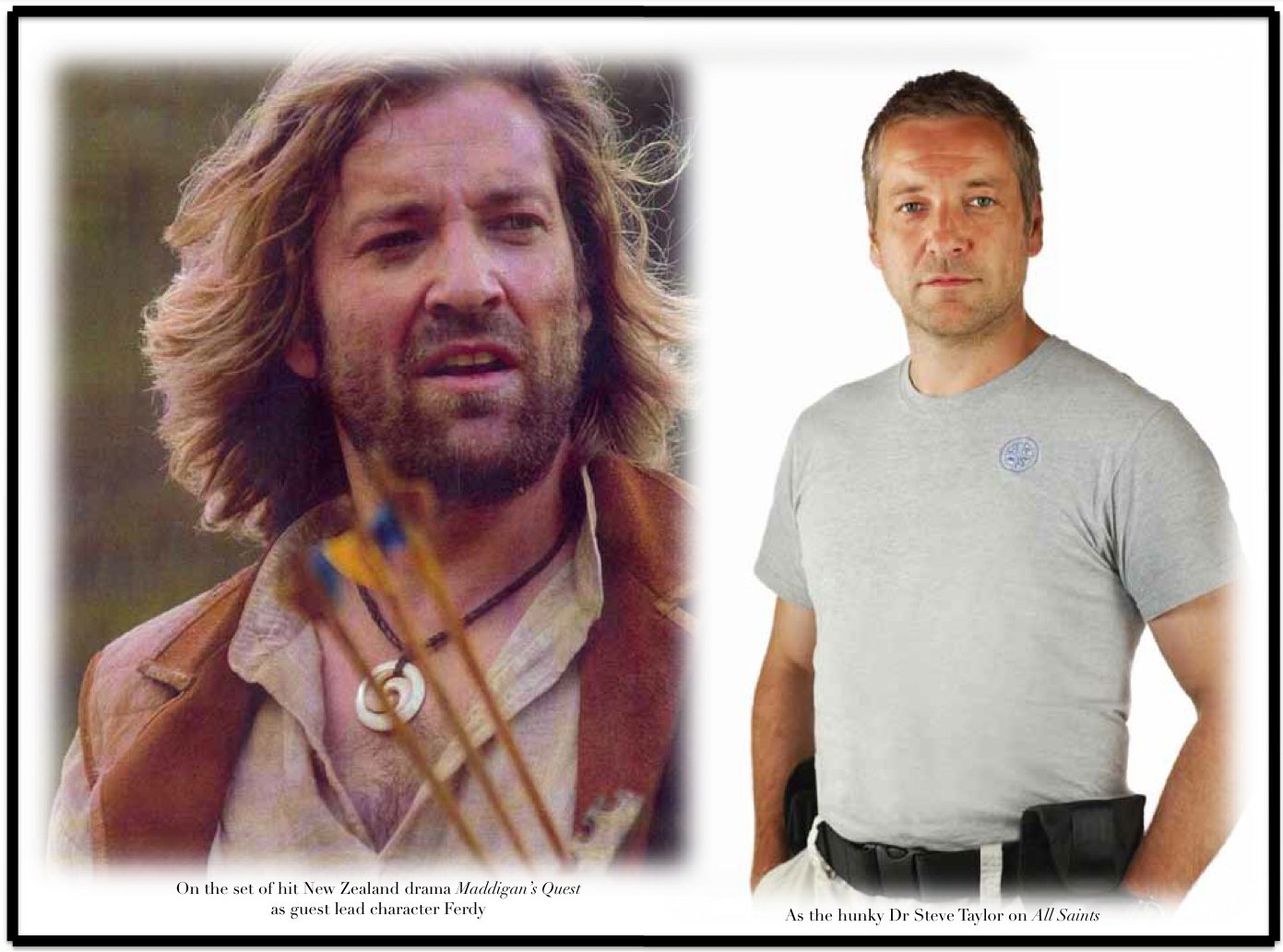 Left: Still shot of Jack Campbell in Maddigan's Quest (2006) Right: Publicity still shot of Jack Campbell in All Saints (2009)
