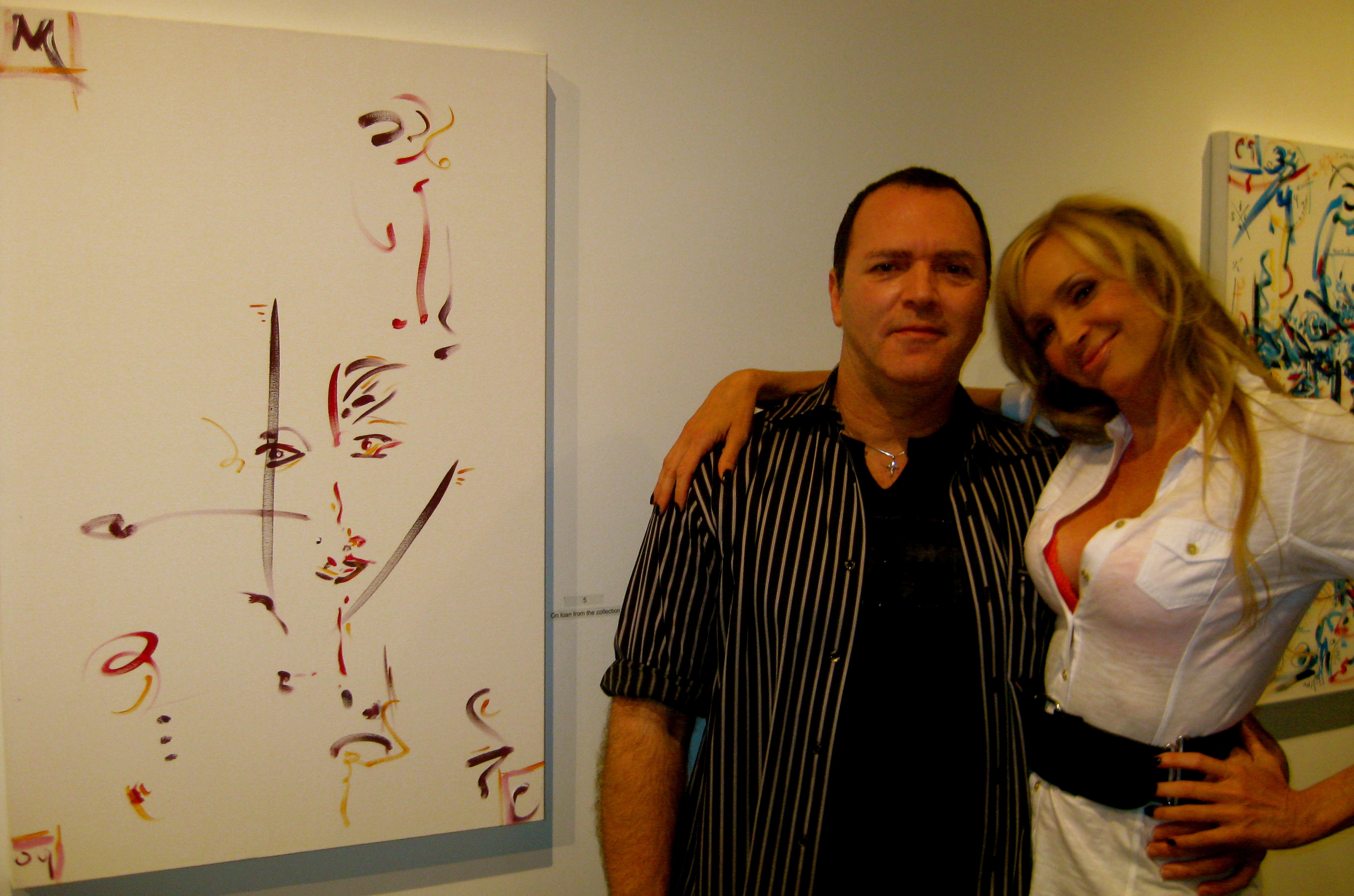Christopher Ciccone (Madonna's brother/artist) & Karen Campbell (MTV VJ) @ his art exhibit Beverly Hills.