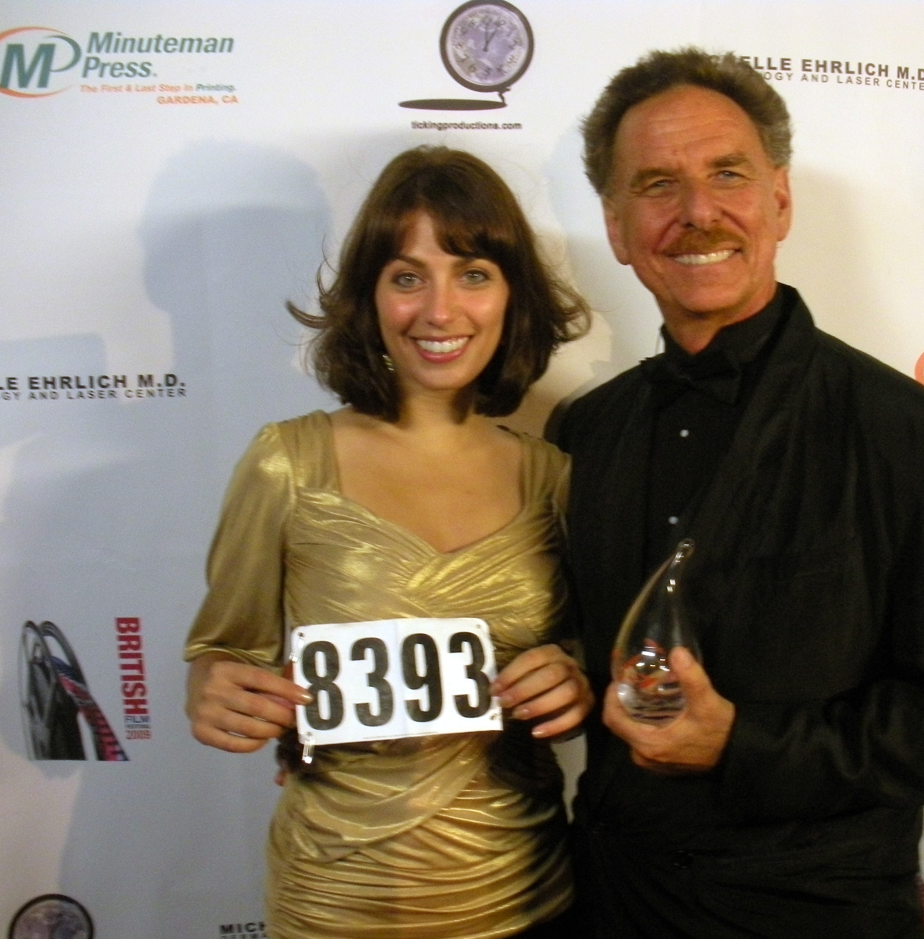 Actress Leah D'Emilio finishes half-marathon as Chris Canole wins Best Screenplay for marathon script Felix the Flyer at 2009 British Film Festival Los Angeles.