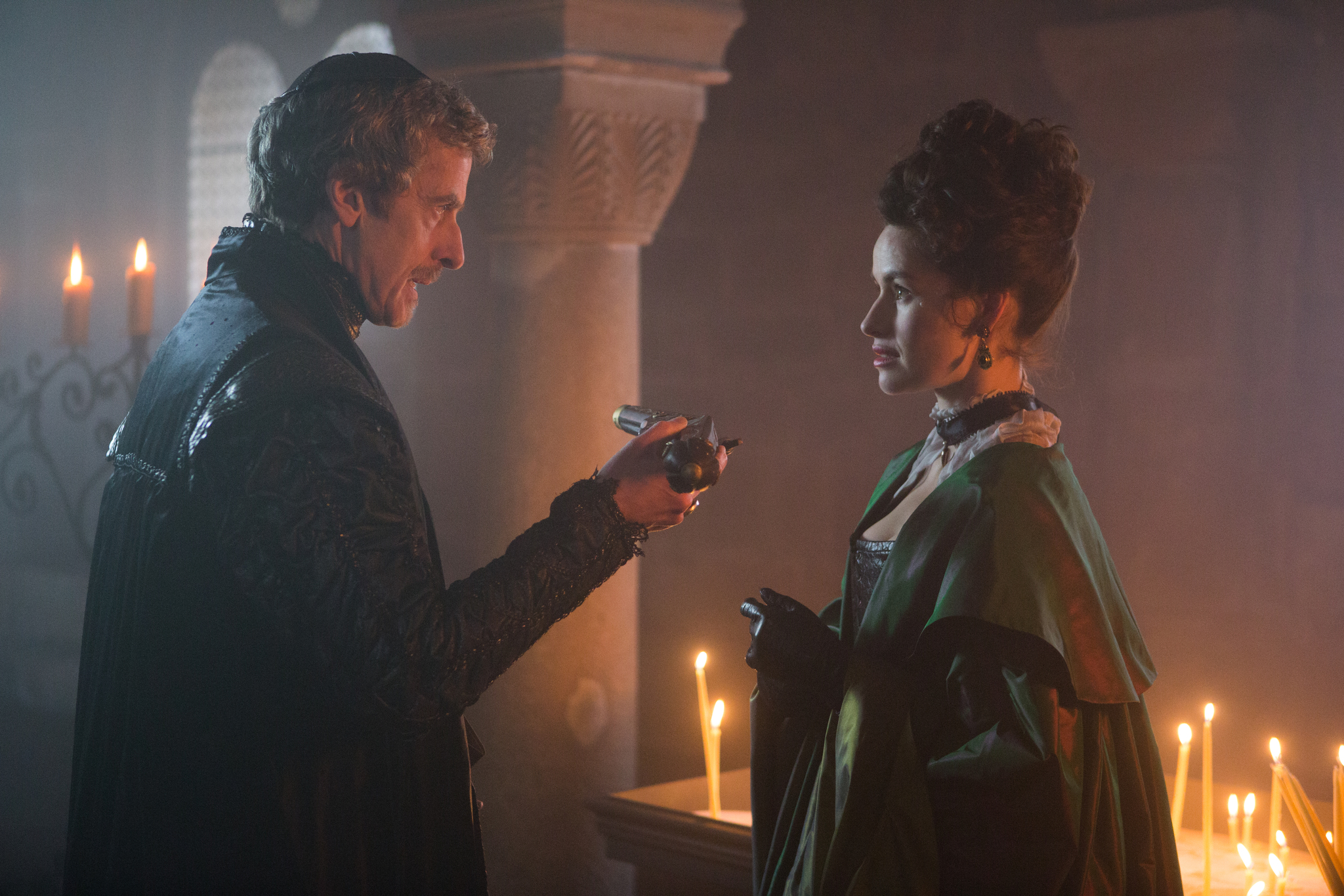 Still of Peter Capaldi and Maimie McCoy in The Musketeers (2014)