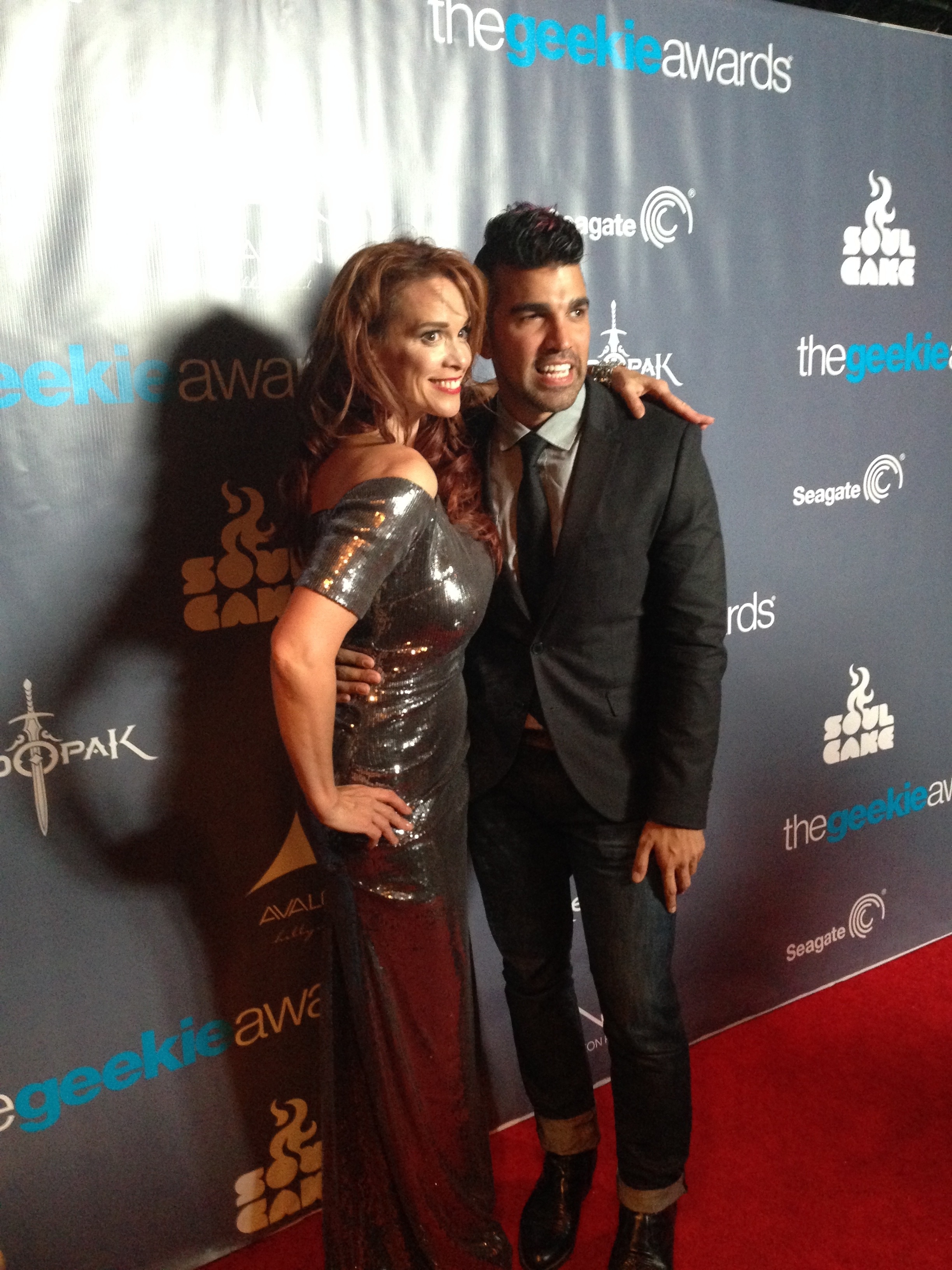 Chase Masterson with Bobak Ferdowsi at The Geekie Awards 2013