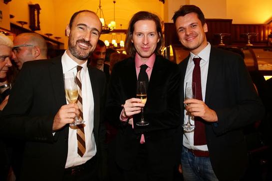 Inti Carboni, Wes Anderson, Francesco Zippel at Prada dinner for the Castello Cavalcanti premiere - Rome, 2013