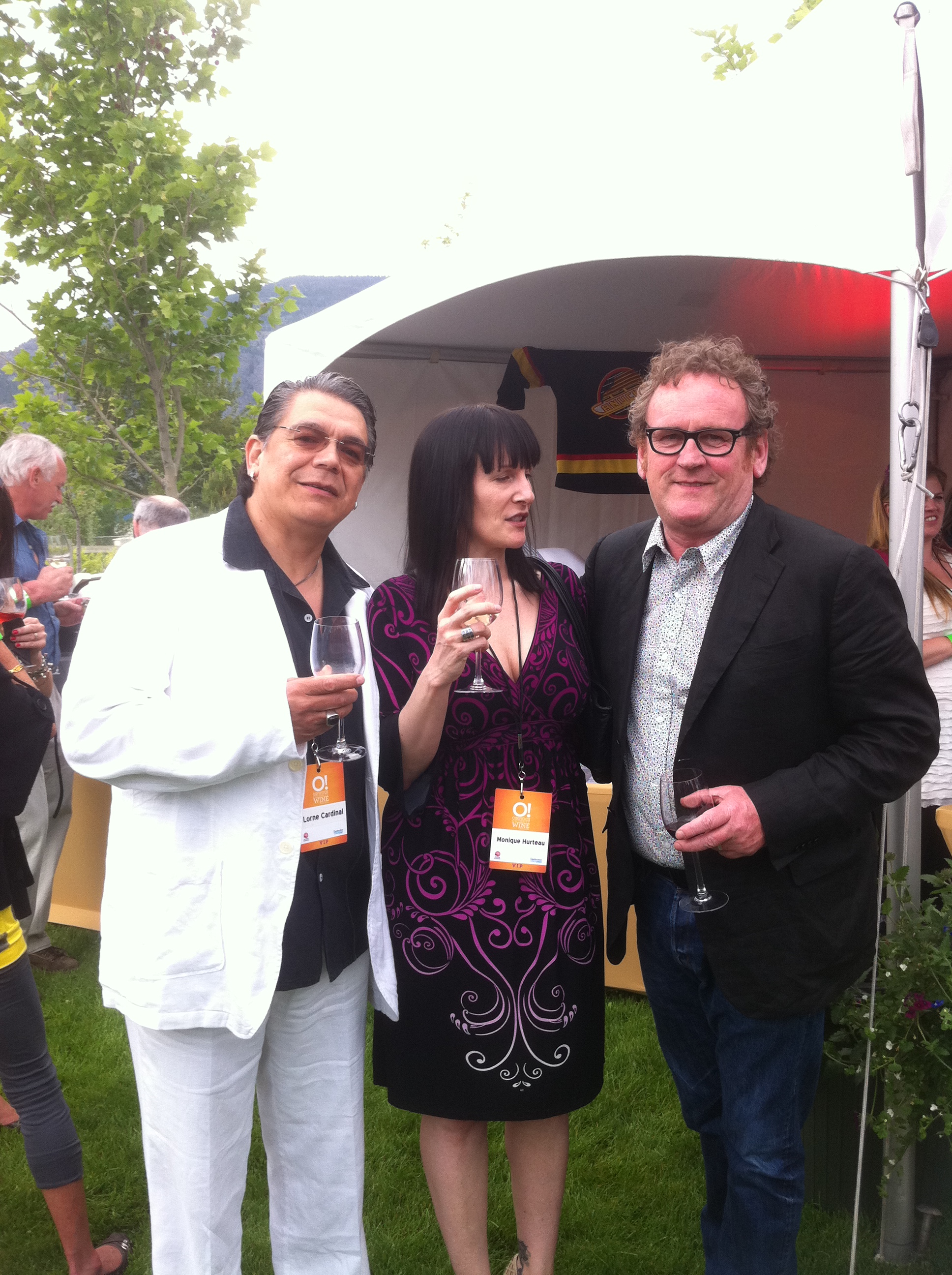 Lorne Cardinal, Monique Hurteau and Colm Meaney at the 2011 Osoyoos Celebrity Wine Festival co-hosted by Jason Priestly & Chad Oakes