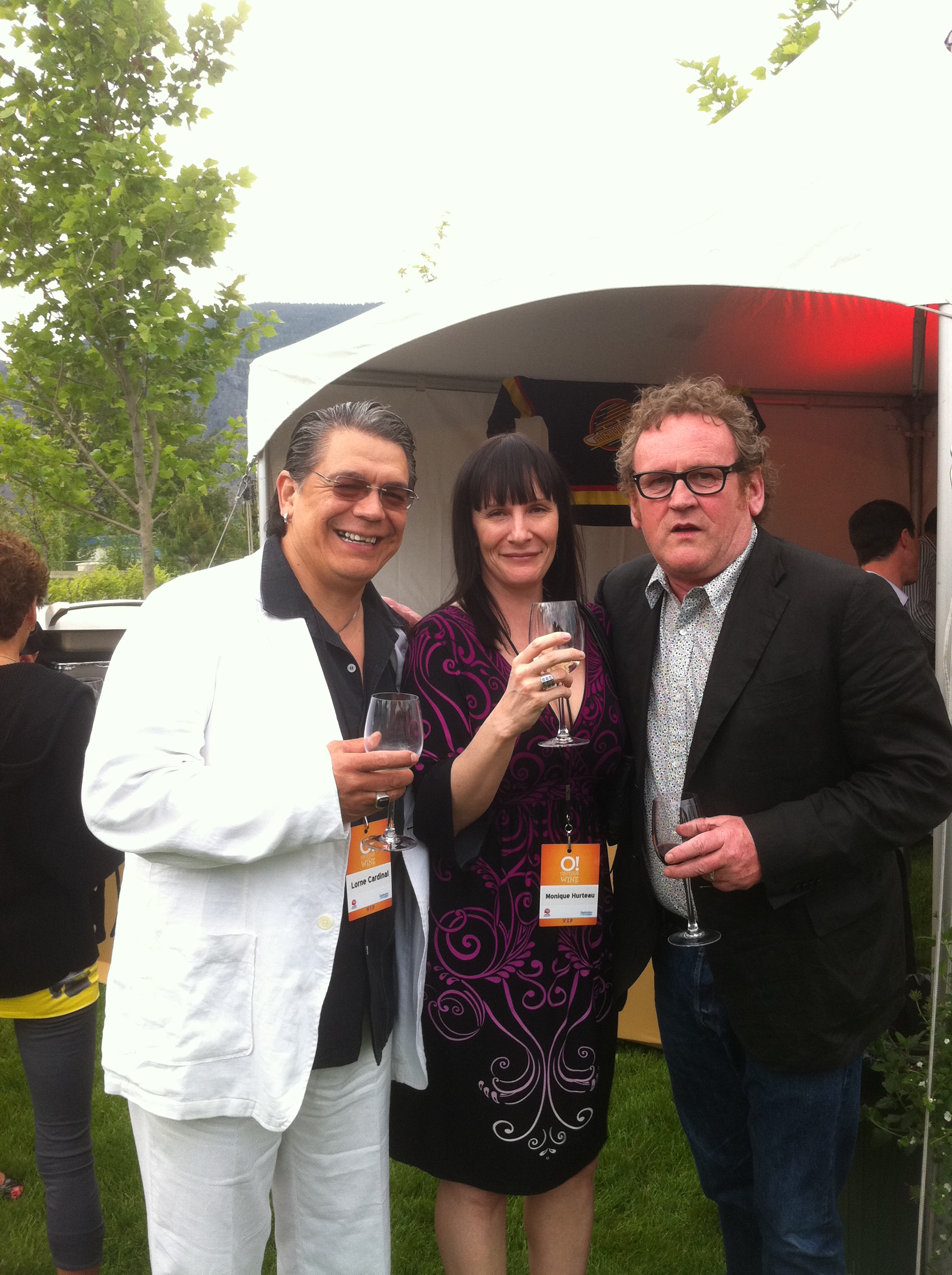 Lorne Cardinal, Monique Hurteau and Colm Meaney at the 2011 Osoyoos Celebrity Wine Festival co-hosted by Jason Priestly & Chad Oakes