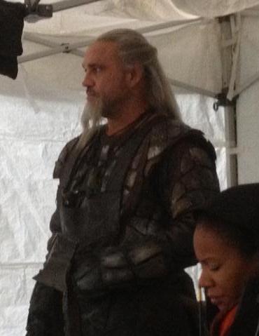 In warming tent on set of NOAH as TUBLA CAIN.