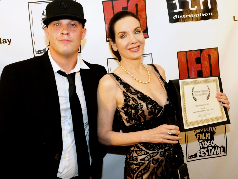 Hélène Cardona at the Independent Film Quarterly Awards, picking up the Best Documentary and Audience Awards for Femme: Women Healing the World, August 14, 2014, Beverly Hills.