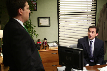 Still of Steve Carell and Ed Helms in The Office (2005)