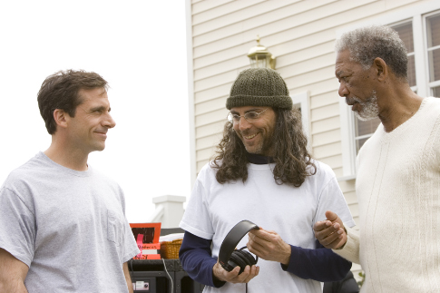 Morgan Freeman, Tom Shadyac and Steve Carell in Evan Almighty (2007)