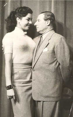 JEANNE CARMEN & Toast Master General GEORGE JESSEL on the set of THE GEORGE JESSEL SHOW, New York City
