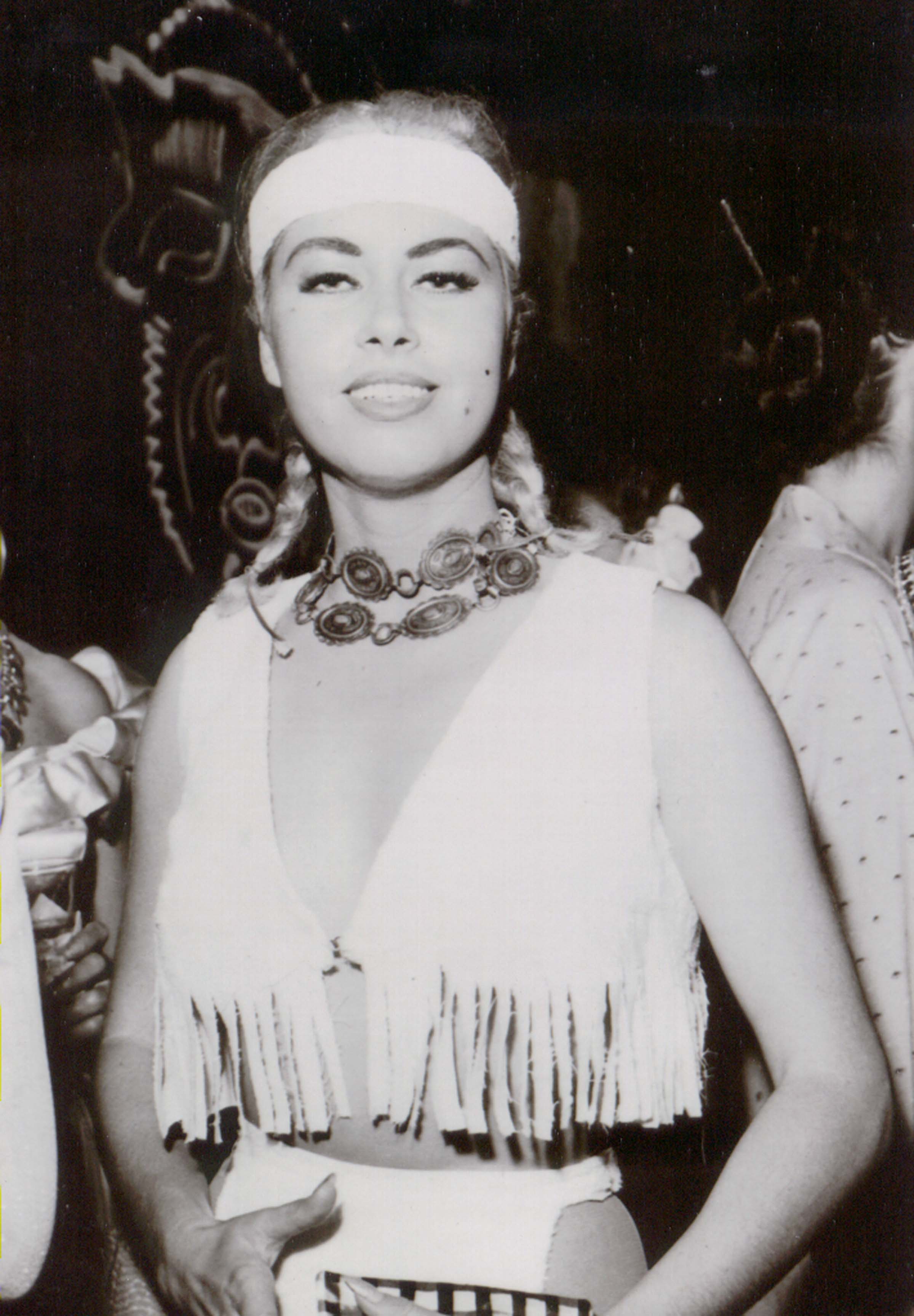 JEANNE CARMEN at SY DEVORE'S Halloween party: October 31st, 1957, Beverly Hills, California