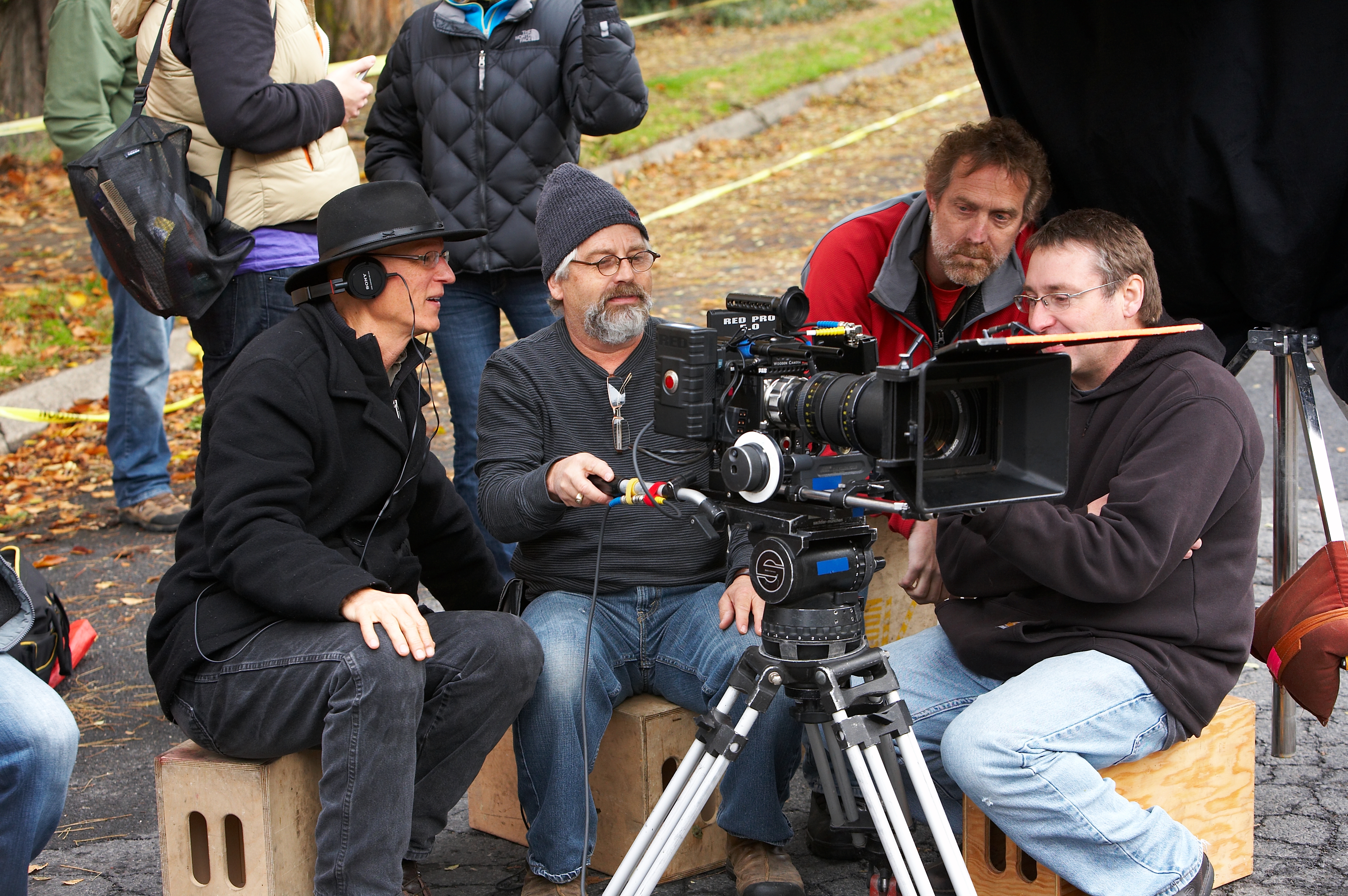 Different Drummers film makers with director Don Caron, cinematographer Danny Heigh