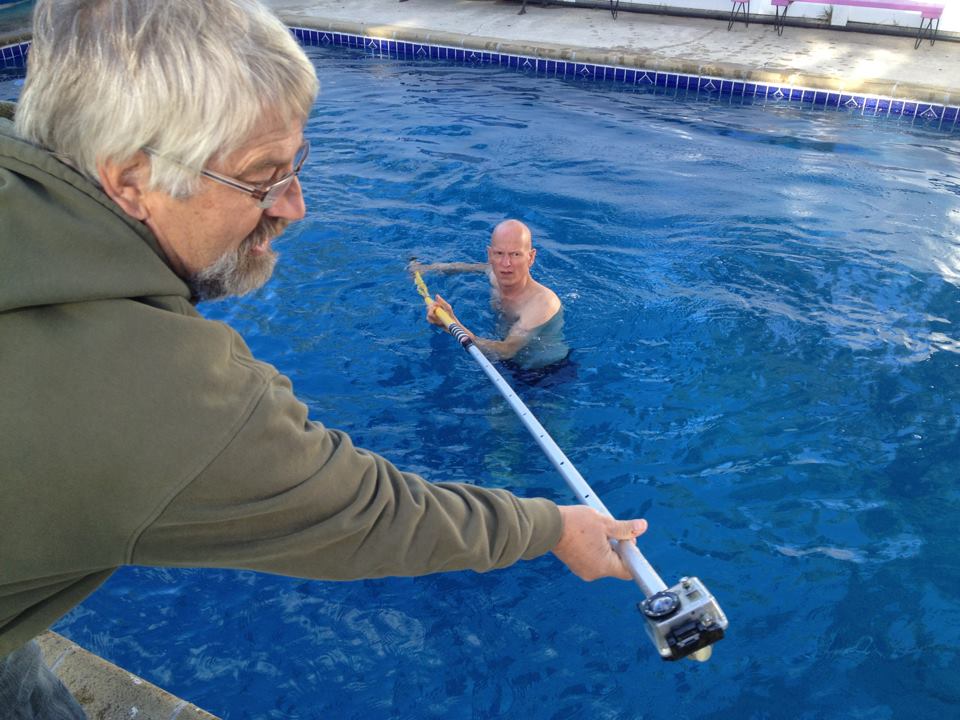 Dan Heigh and Don Caron getting some pool shots with the go pro