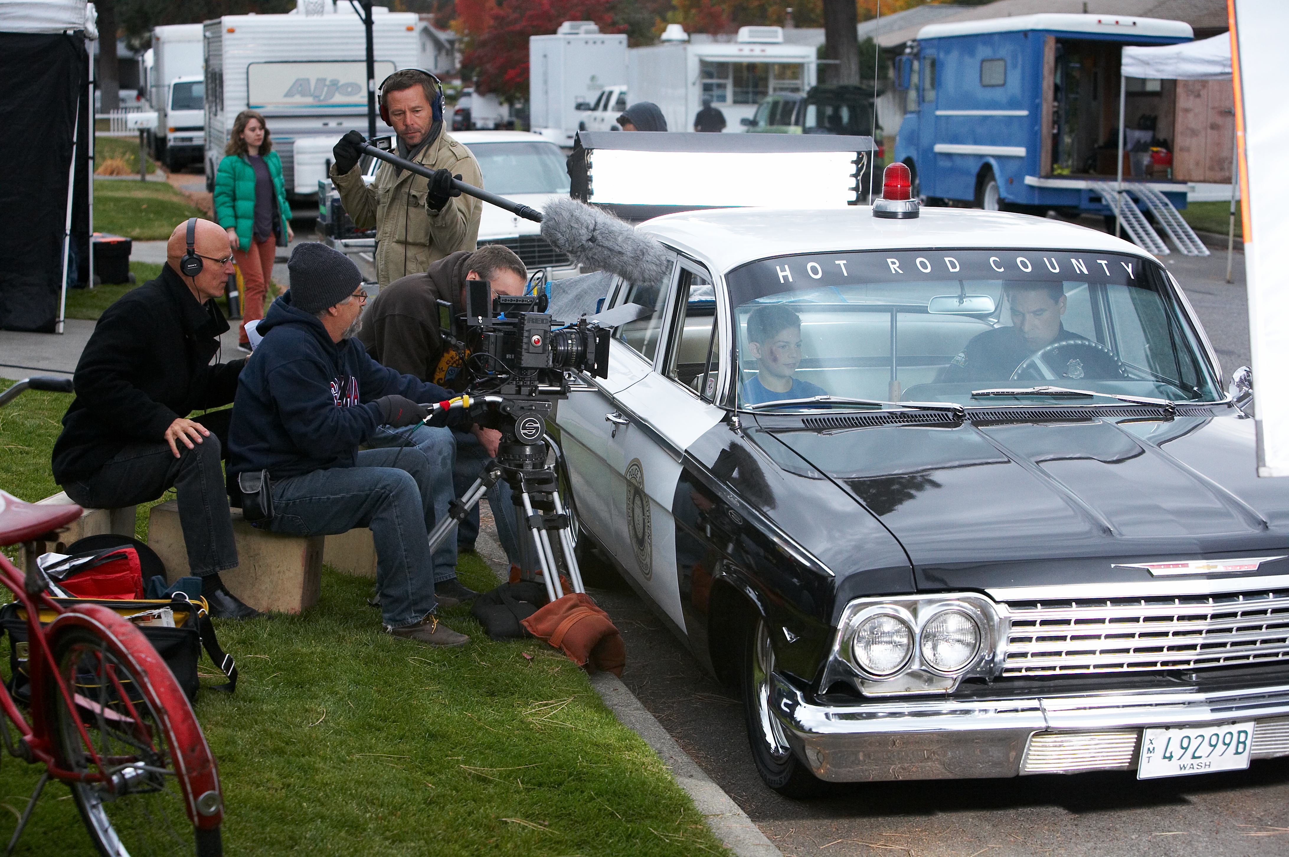 Don Caron and Dan Heigh working out the cop car scene
