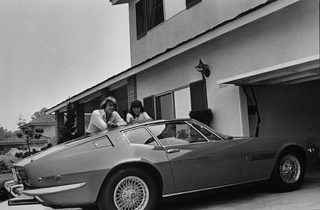 The Carpenters Richard and Karen outside of their southern California home with their Maserati Ghibli