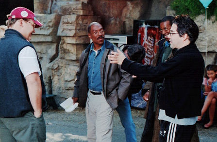 Director Steve Carr with Eddie Murphy on the set of 