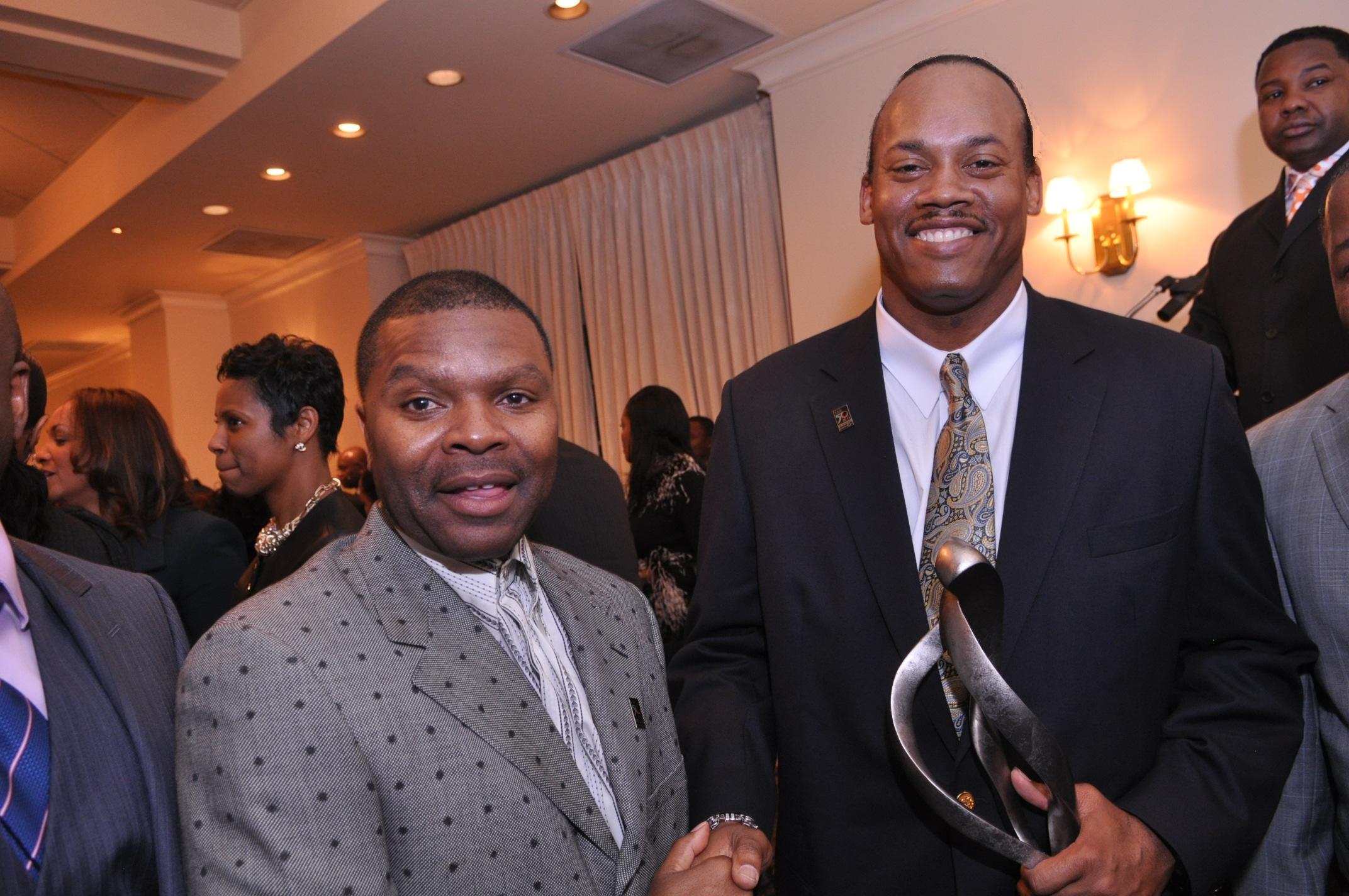 Filmmaker Greg Carter with James Prince, CEO and President of Rap-A-Lot Records at the Top 50 Black Professional & Entrepreneurs Award Show in Houston, Texas.