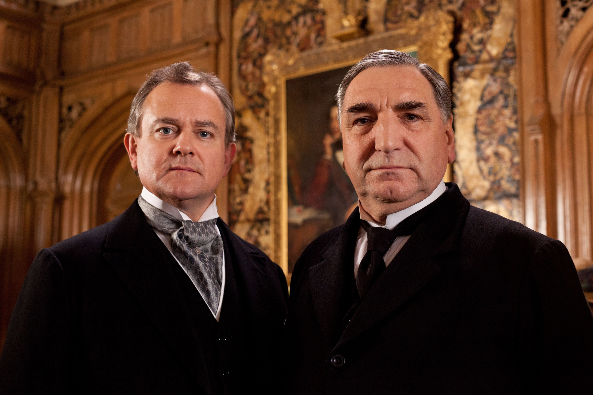Still of Hugh Bonneville and Jim Carter in Downton Abbey (2010)