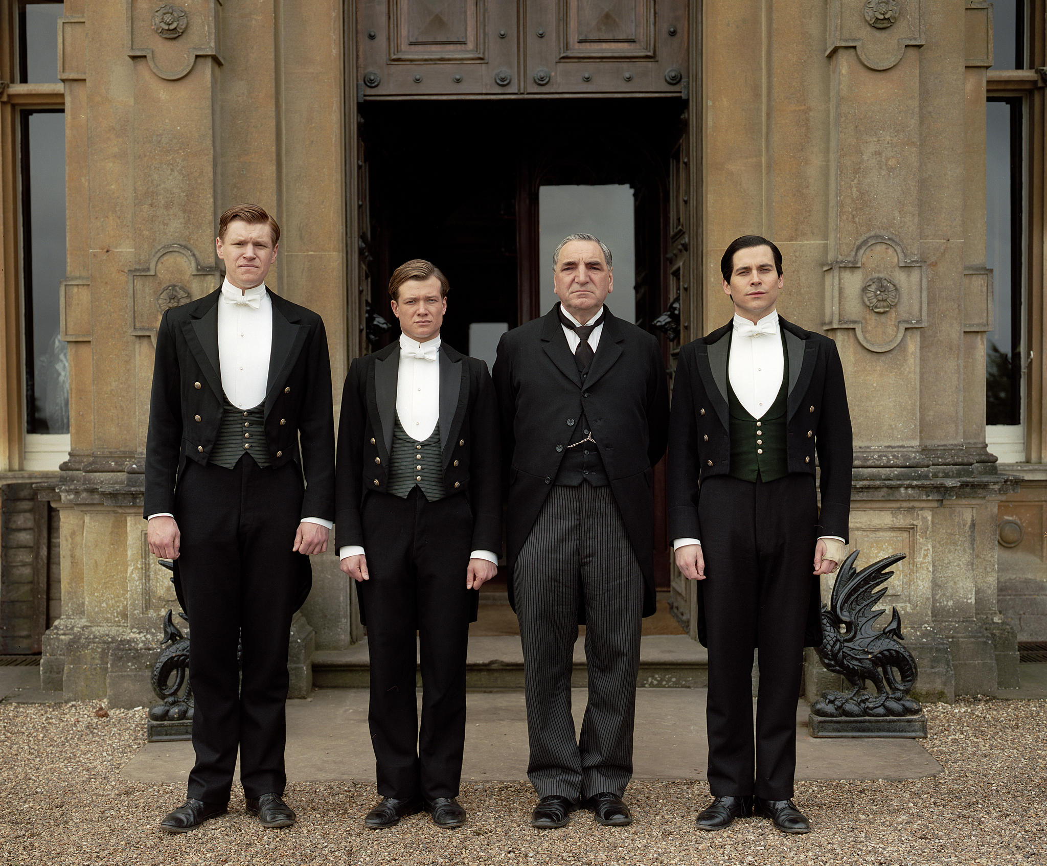 Still of Jim Carter, Rob James-Collier, Ed Speleers and Matt Milne in Downton Abbey (2010)