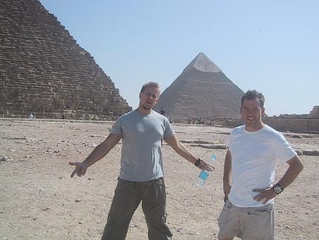 Neil Mandt and cinematographer Marc Carter on location in Cairo.