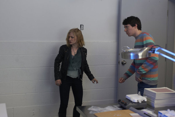 Still of Ryan Cartwright and Erin Way in Alphas (2011)