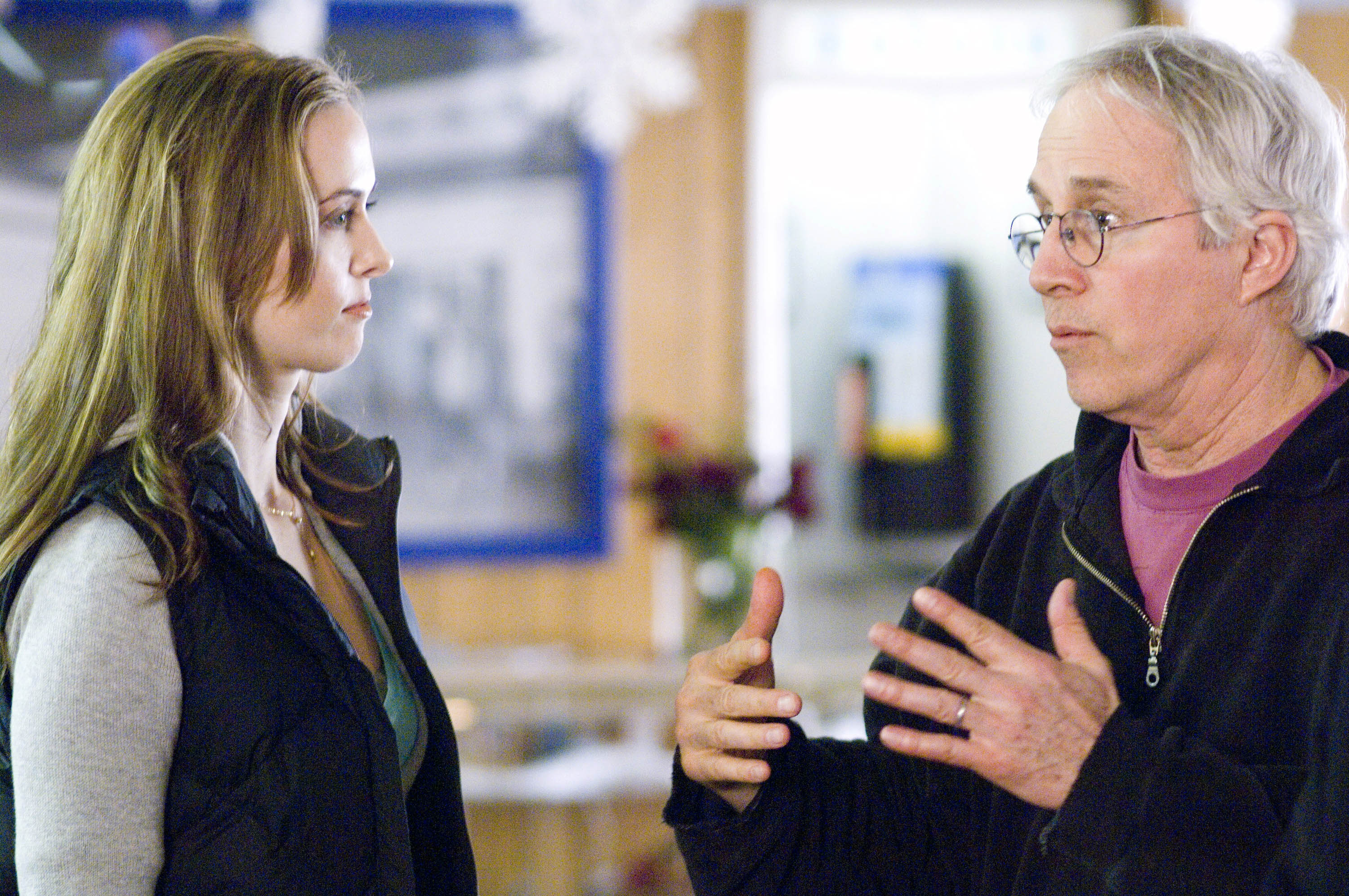 Erin Carufel and director Gregory Hoblit on the set of 