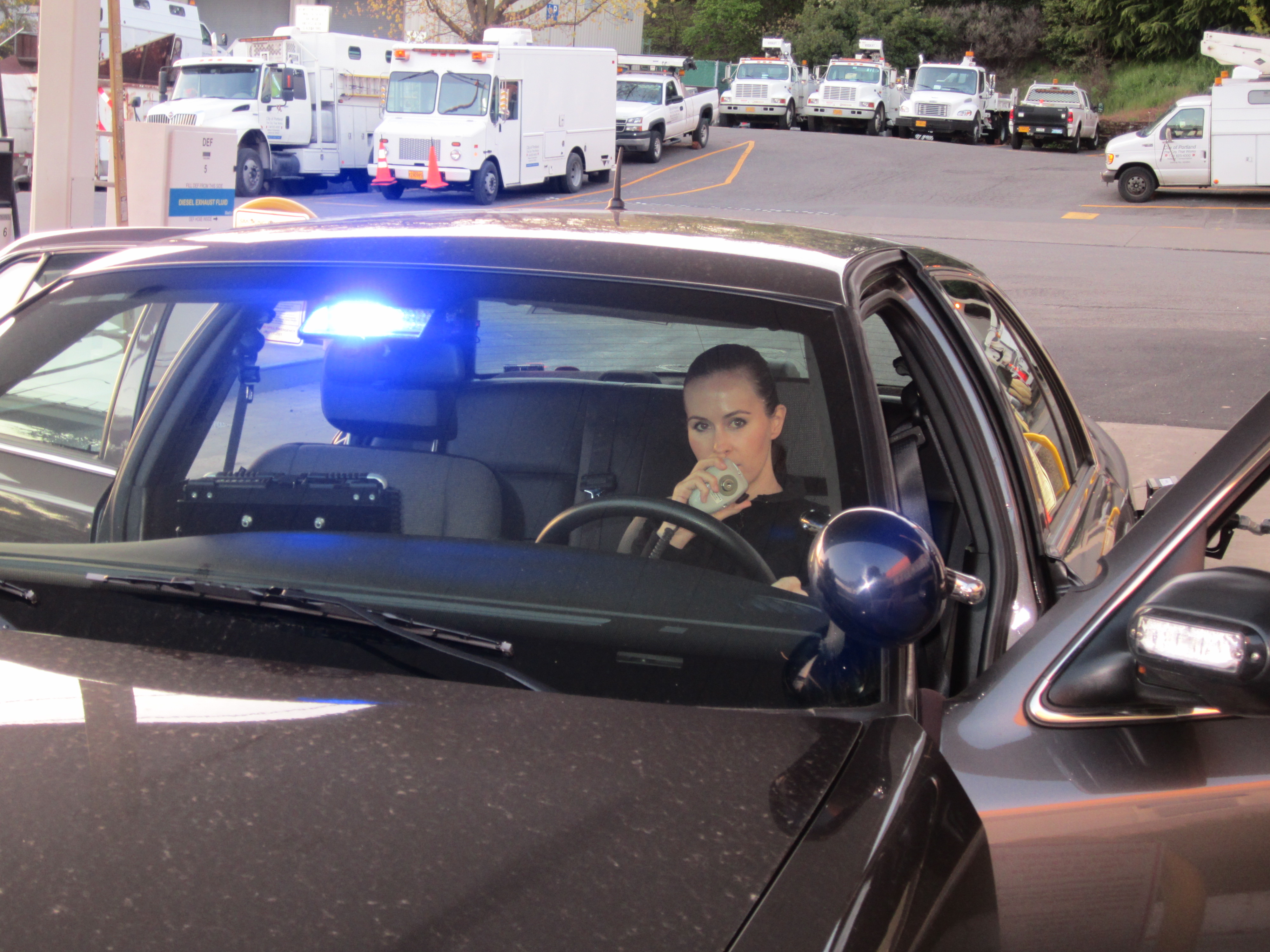Erin Carufel on a ride along with Portland Police in preparation for 