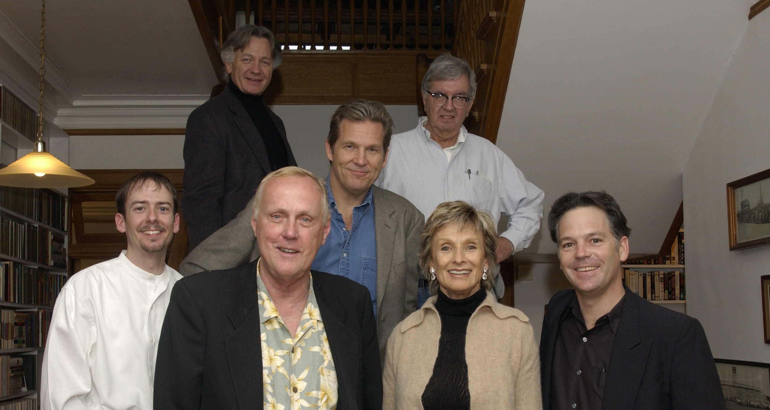 John Muzyka, Don Graham, Cloris Leachman, Abby Abernathy, Jeff Bridges, Larry McMurtry and Loyd Catlett during photo shoot at Larry's house in Texas.