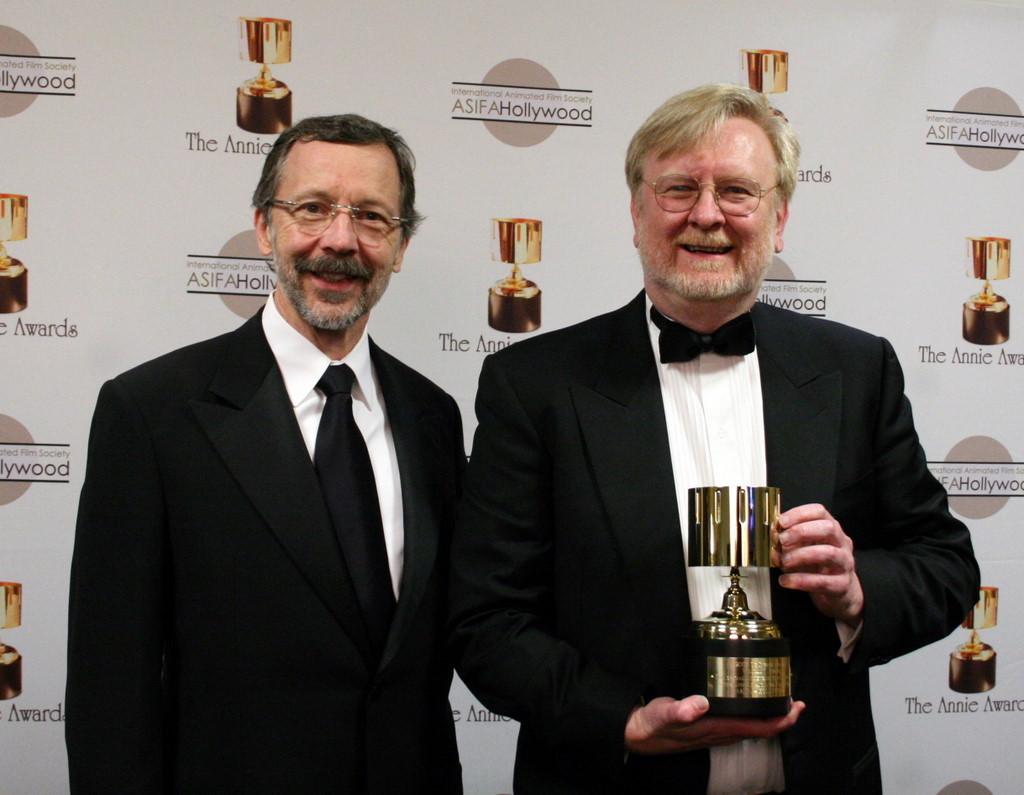 Presenter Ed Catmull with Ub Iwerks award recipient William T. Reeves