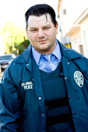 Heath Centazzo on set playing LAPD Officer.