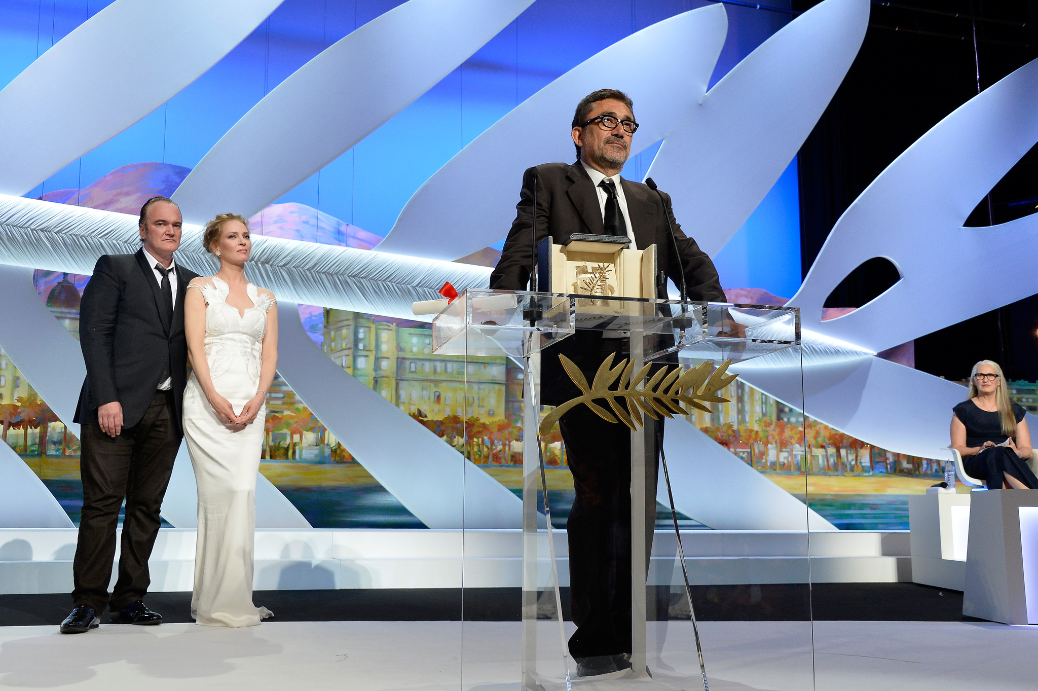 Quentin Tarantino, Uma Thurman and Nuri Bilge Ceylan at event of Kis uykusu (2014)