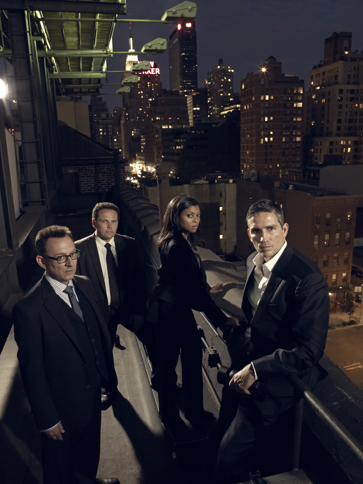 Still of Jim Caviezel, Kevin Chapman, Michael Emerson and Taraji P. Henson in Person of Interest (2011)