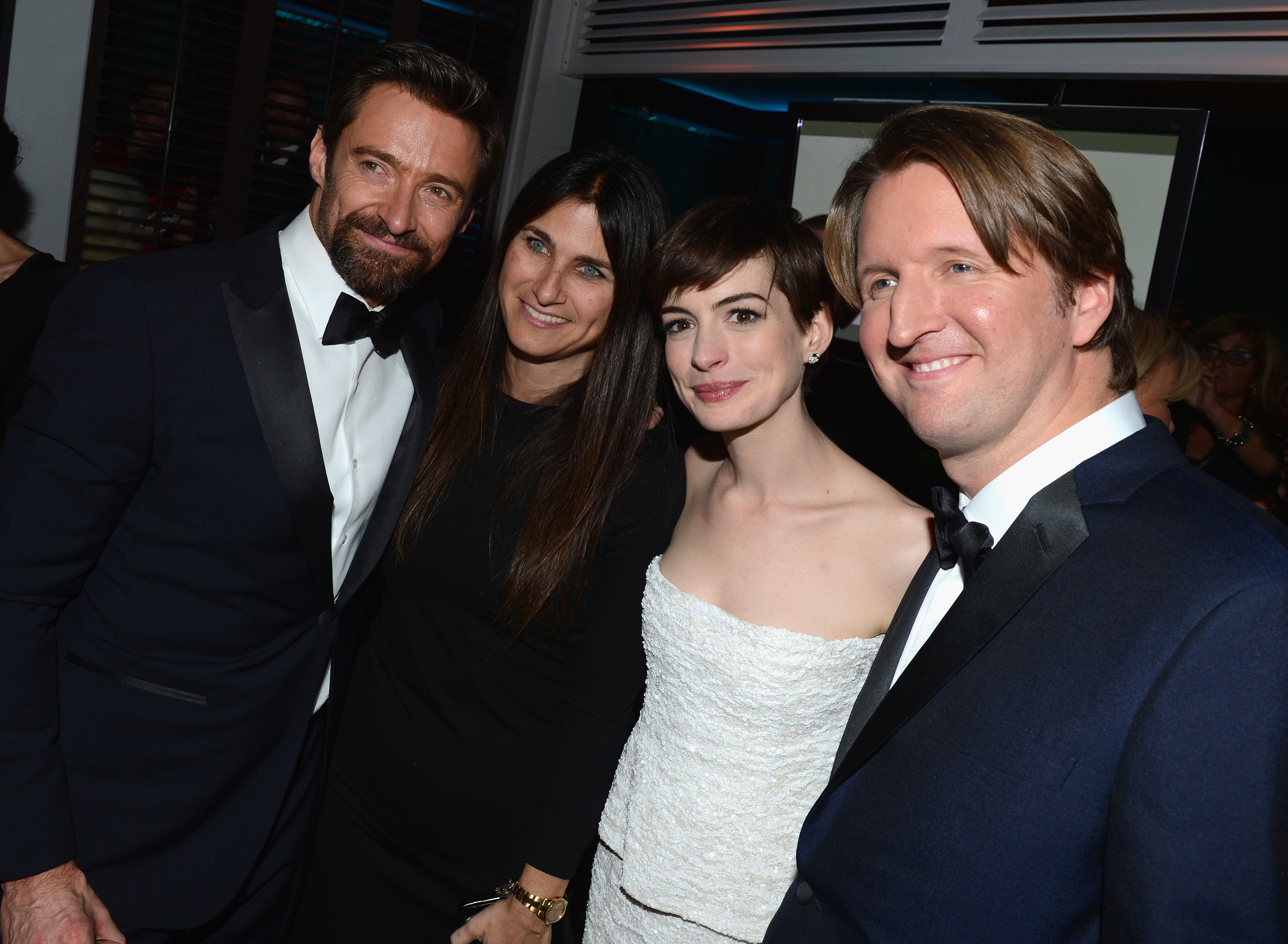 Anne Hathaway, Liza Chasin, Tom Hooper and Hugh Jackman