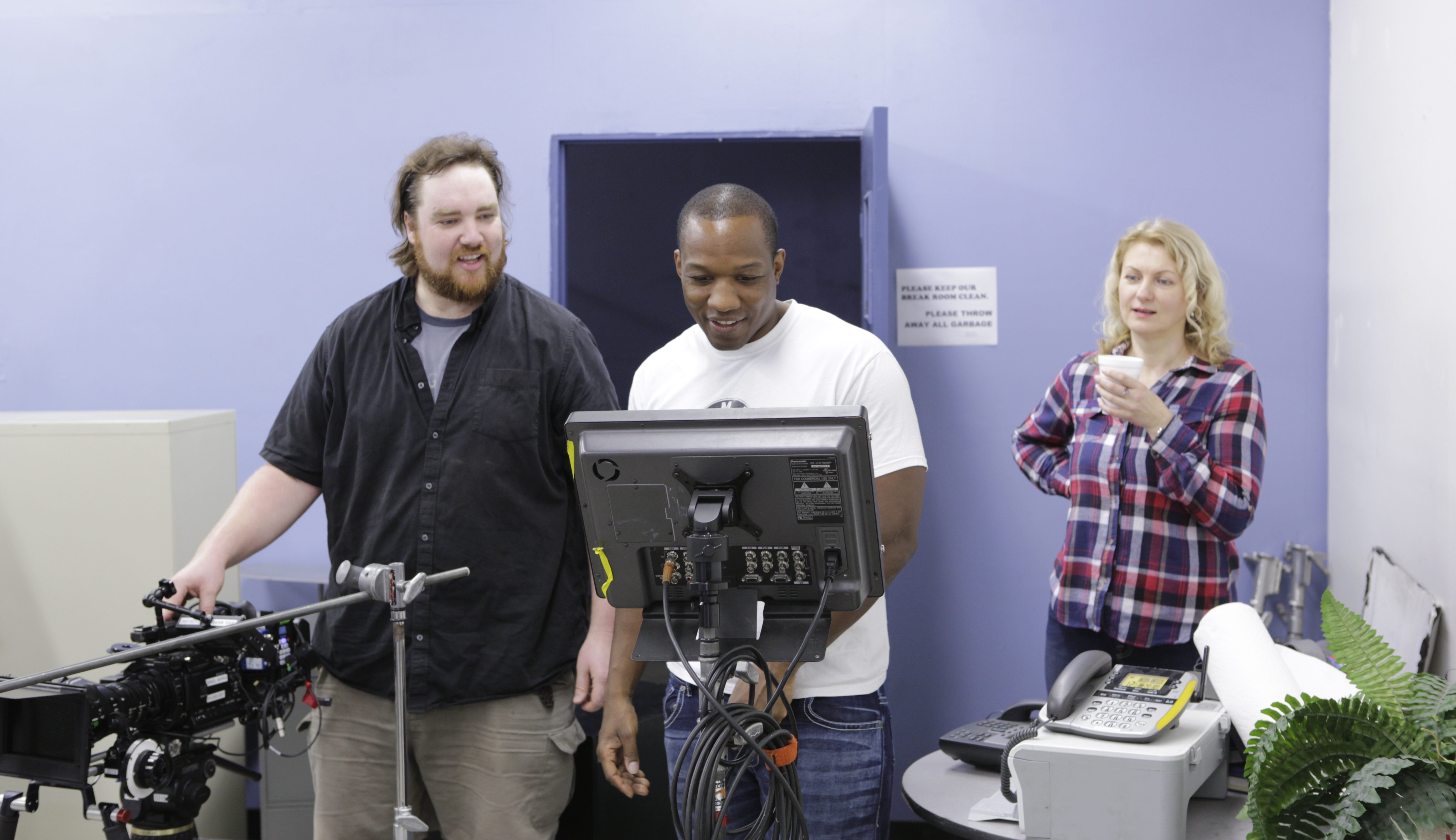 Producer Tatiana Chekhova Director LazRael Lison and Cinematographer Daniel Marks on the set of Private Number