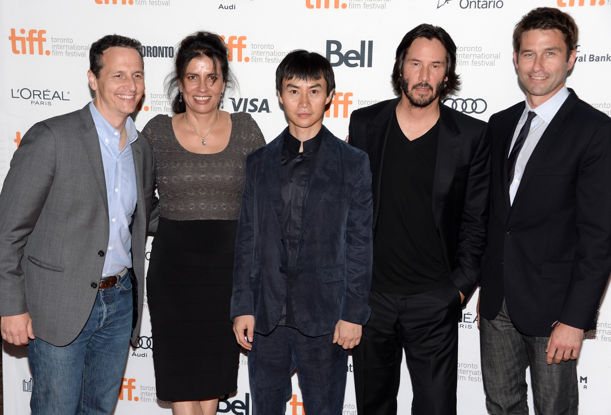 Keanu Reeves, Tiger Hu Chen, Tom Quinn, Lemore Syvan and Jason Janego at event of Man of Tai Chi (2013)