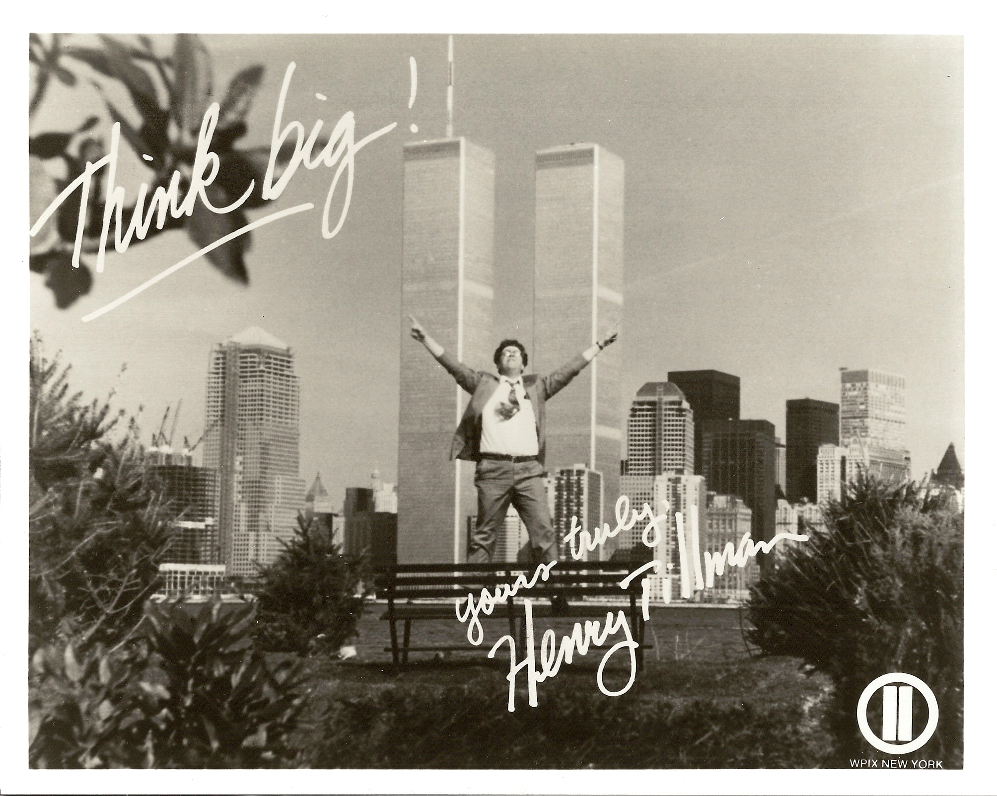 Christopher Chisholm as Henry Tillman looking for the Big Idea in front of the Twin Towers of NYC
