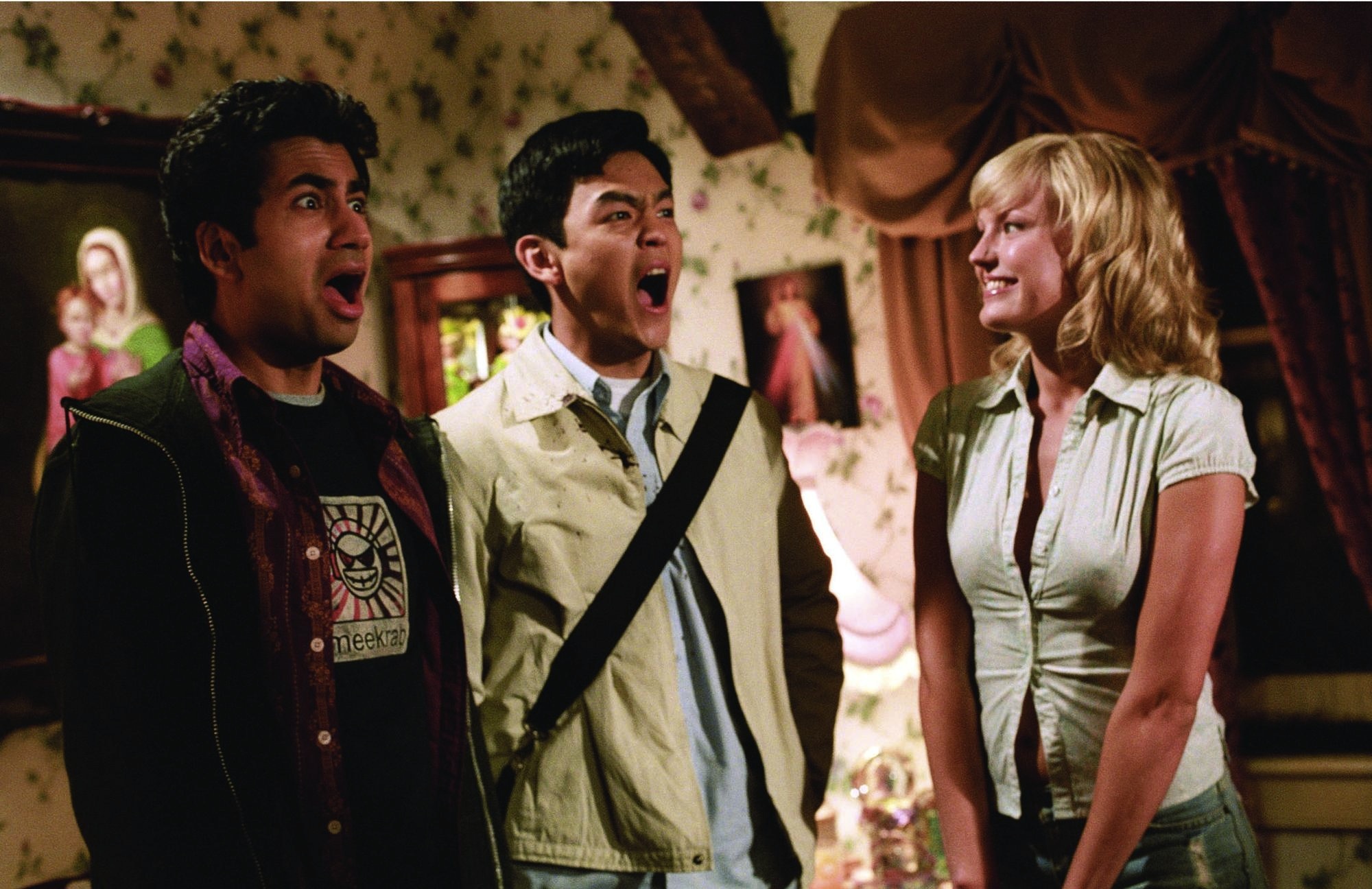 Still of Malin Akerman, John Cho and Kal Penn in Harold & Kumar Go to White Castle (2004)