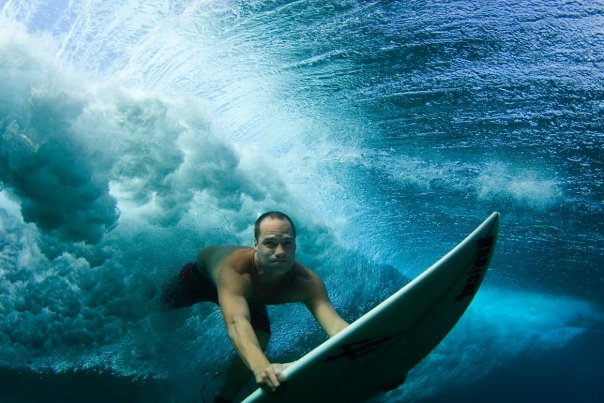 BoJesse Christopher duck diving a wave in Indonesia 2014