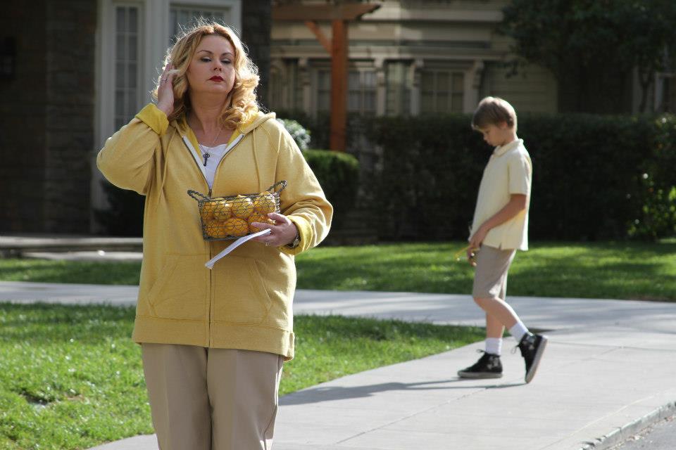 Libby West and Huxley Berg on the set of 