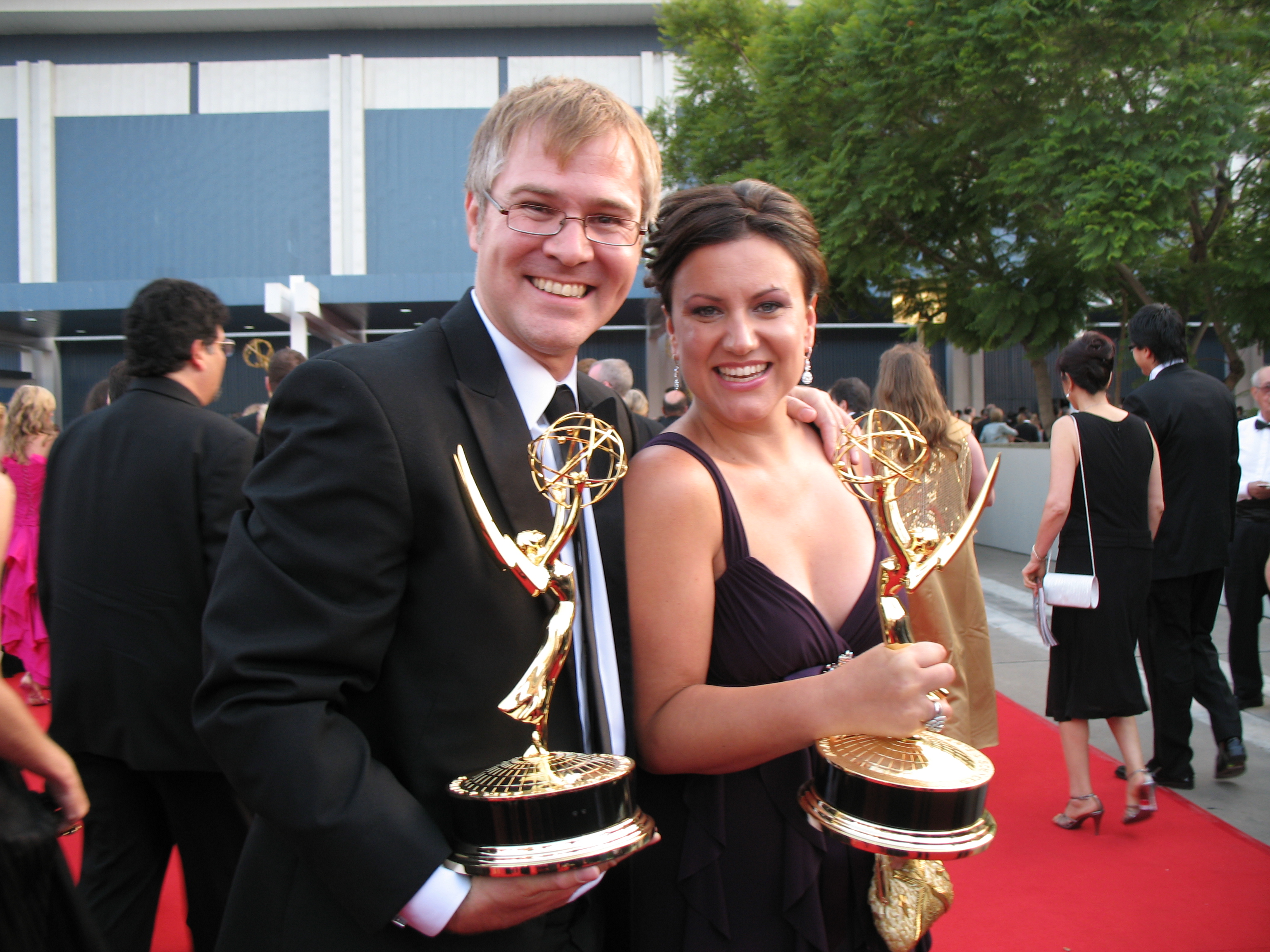 Marc Clark & Katherine Griffin with Emmy's for Best Reality TV Editing for Top Chef Season 3.
