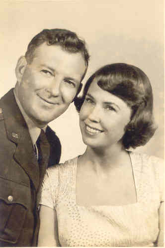 Vernon E Clark with wife Virginia, just married, August 1951, stationed in reserves at March Air Force Base, Riverside, CA