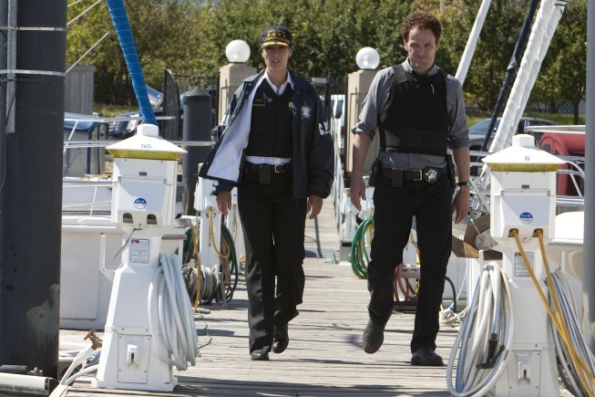 Still of Jennifer Beals and Jason Clarke in The Chicago Code (2011)