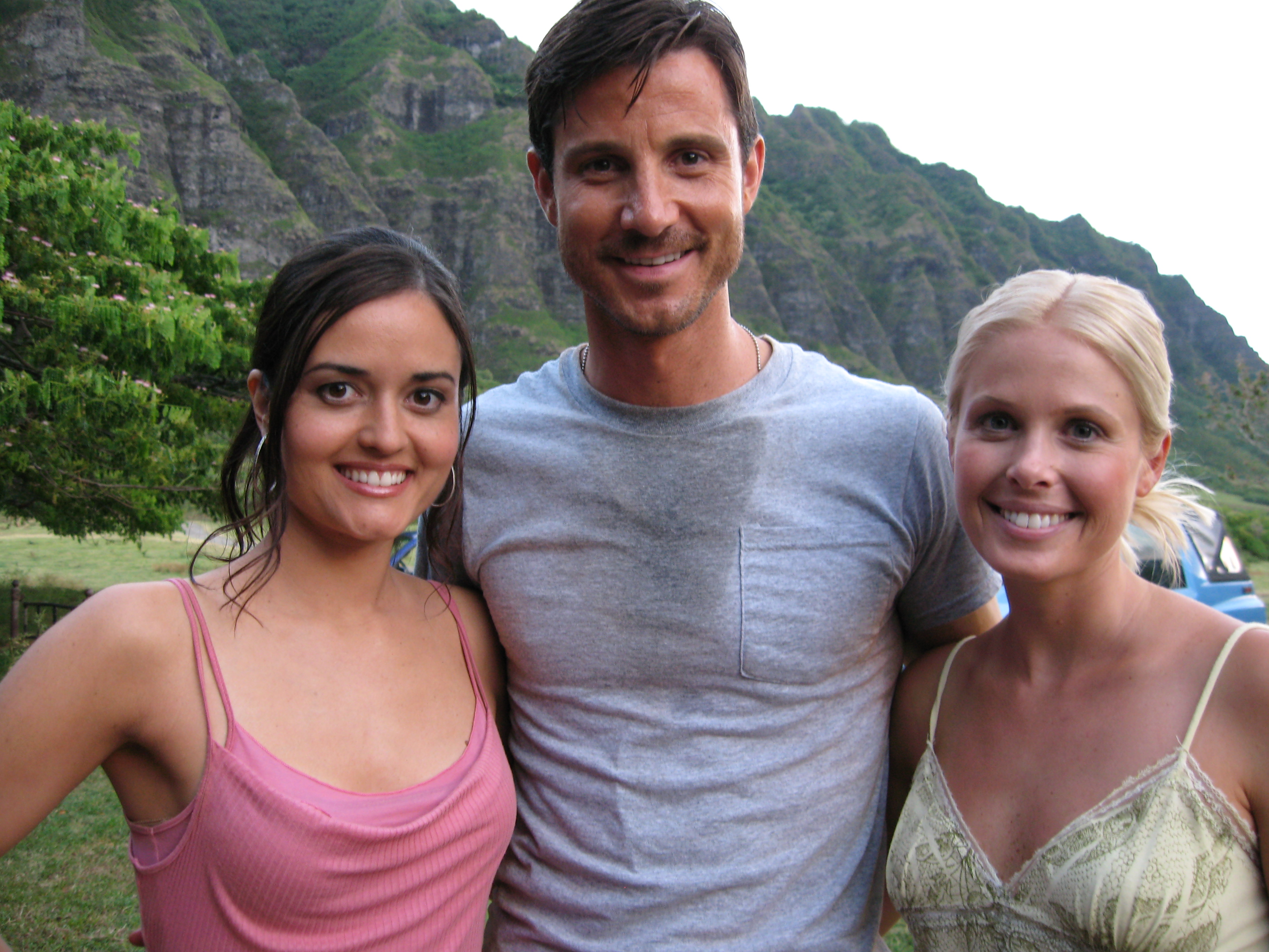 Danica McKellar, Chris Cleveland and Kelly Rice on the set of 